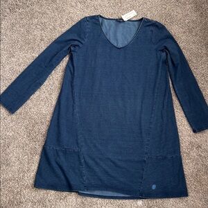 J Jill XSP Pure Jill Soft denim v-neck dress- Great for fall -tights in winter